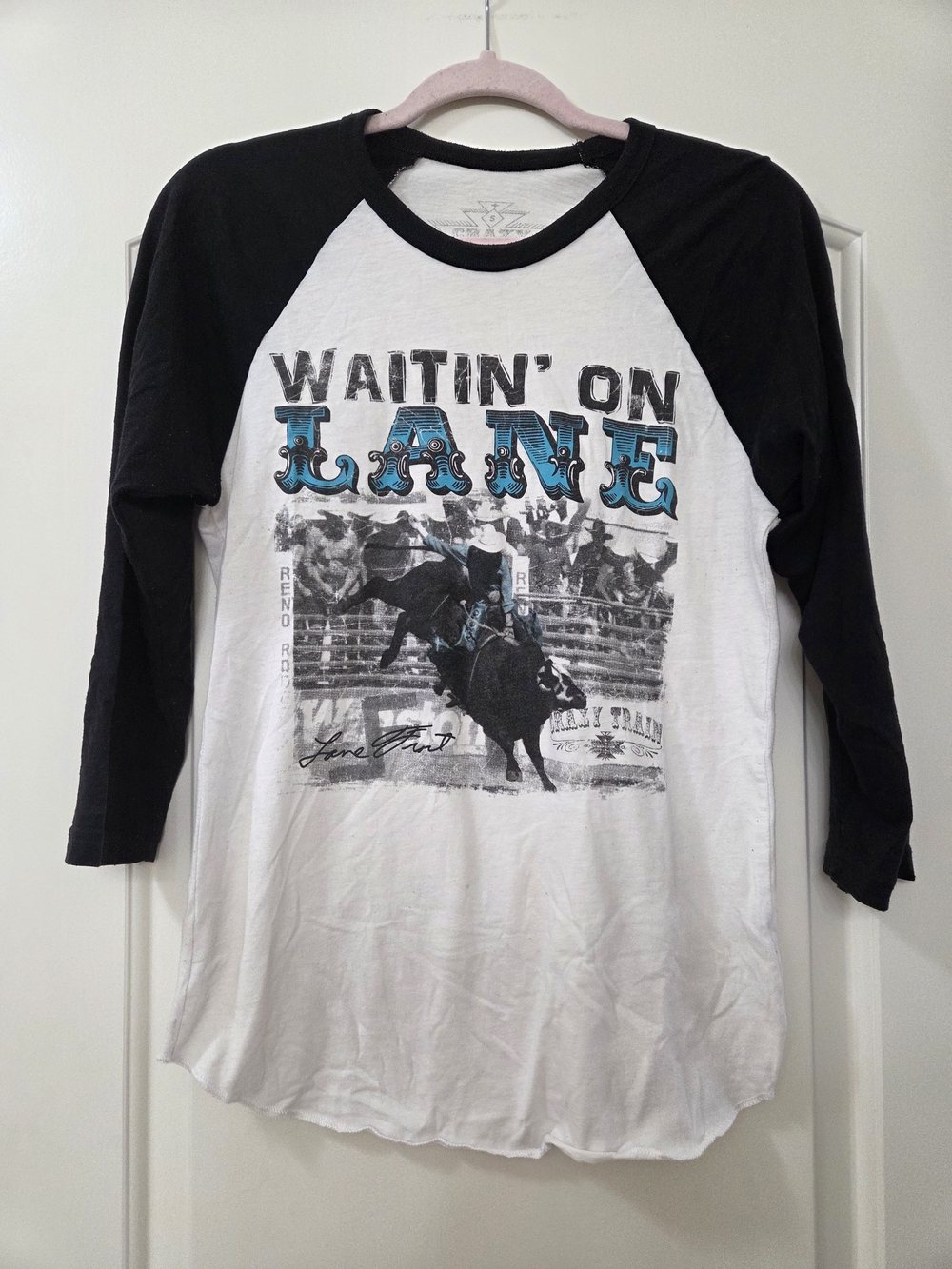 Crazy Train  Lane Frost White and Black Graphic Tee
